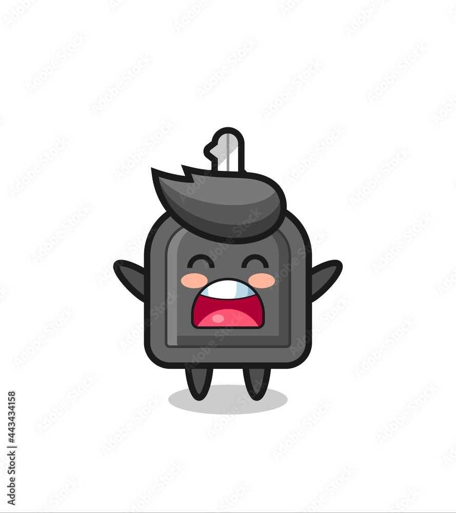 Fototapeta premium cute car key mascot with a yawn expression
