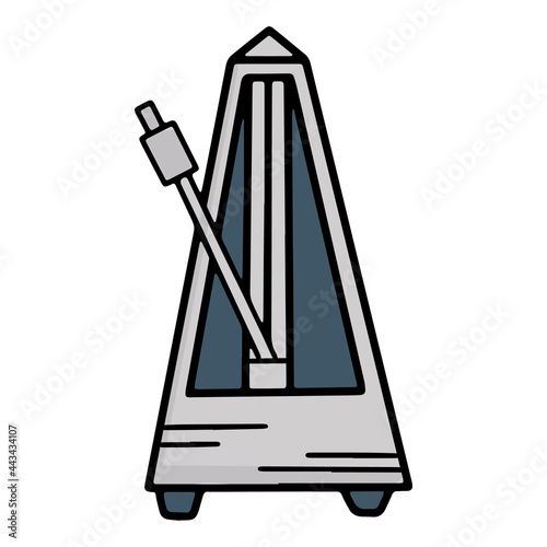 metronome doodle illustration. musical tempo equipment.