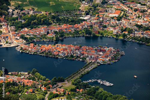 Malchow, Altstadt, Mecklenburg-Vorpommern, Deutschland, Luftaufnahme aus dem Flugzeug 