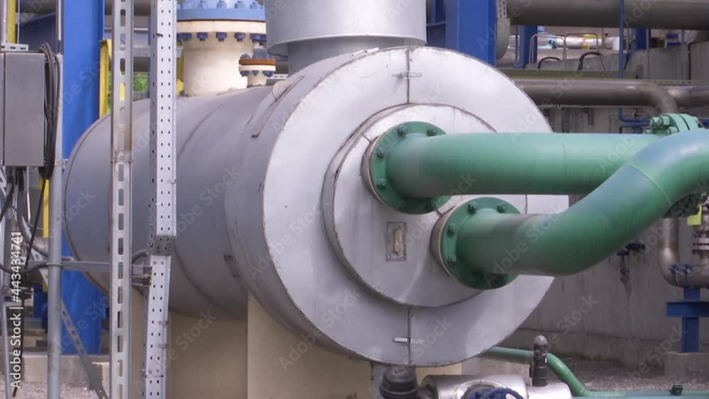A modern plant for the production of oxygen for medicine with high towers, workshops and pipes. A modern plant for the production of oxygen for medicine with high towers, workshops and pipes.
