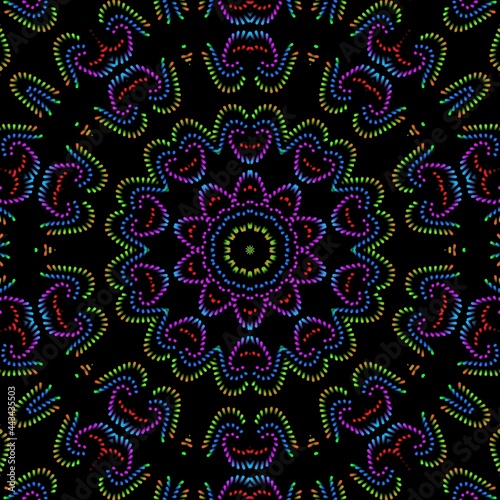 Floral pattern design with black background.