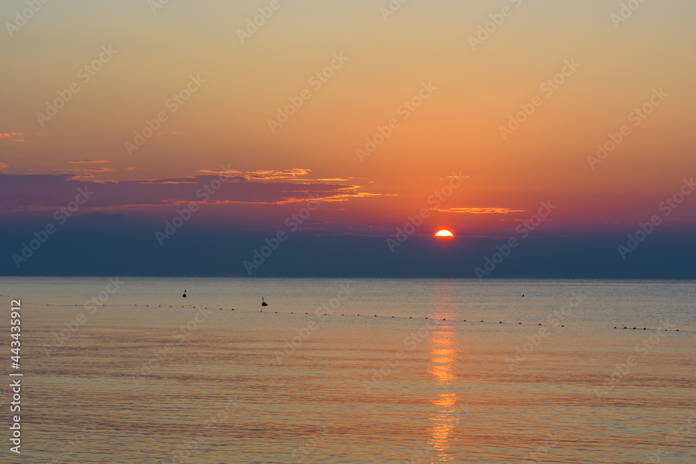 Beautiful seascape, sunset over the sea. Camyuva, Kemer Turkey