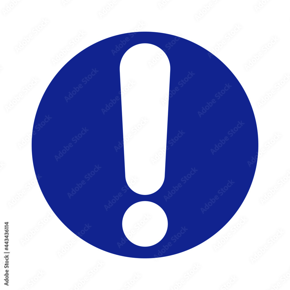 Exclamation point inside a round blue button vector illustration isolated on white background Exclamation point inside a round blue button vector illustration isolated on white background