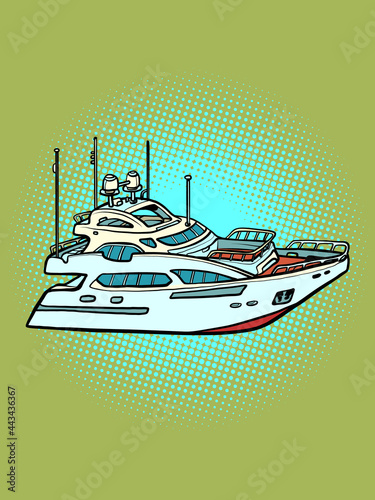 passenger ship private yacht, sea travel and fishing