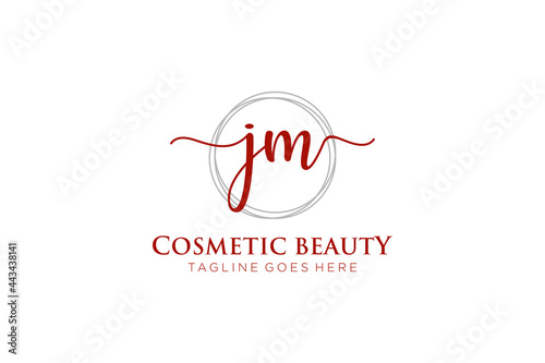 initial JM Feminine logo beauty monogram and elegant logo design, handwriting logo of initial signature, wedding, fashion, floral and botanical with creative template.