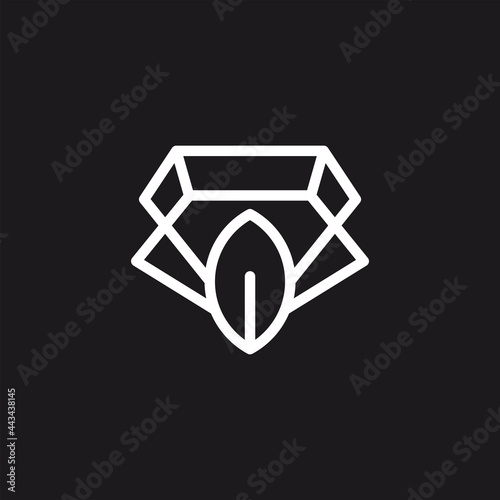 wolf, diamond and leaf luxury logo design vector