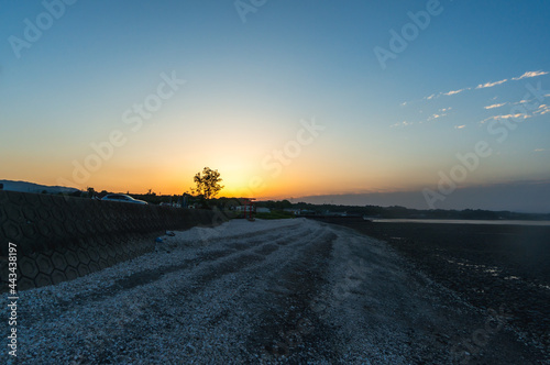 sunset on the road