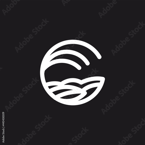 abstract beach logo design vector
