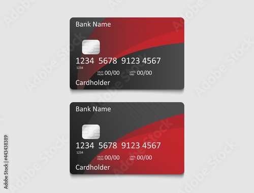 Debit/credit card design with red black gradient color