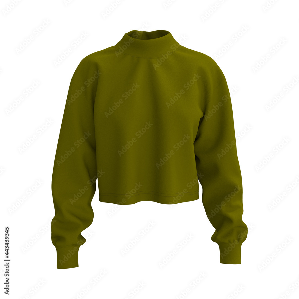 Fototapeta premium Blank cropped sweater mockup, 3d rendering, 3d illustration