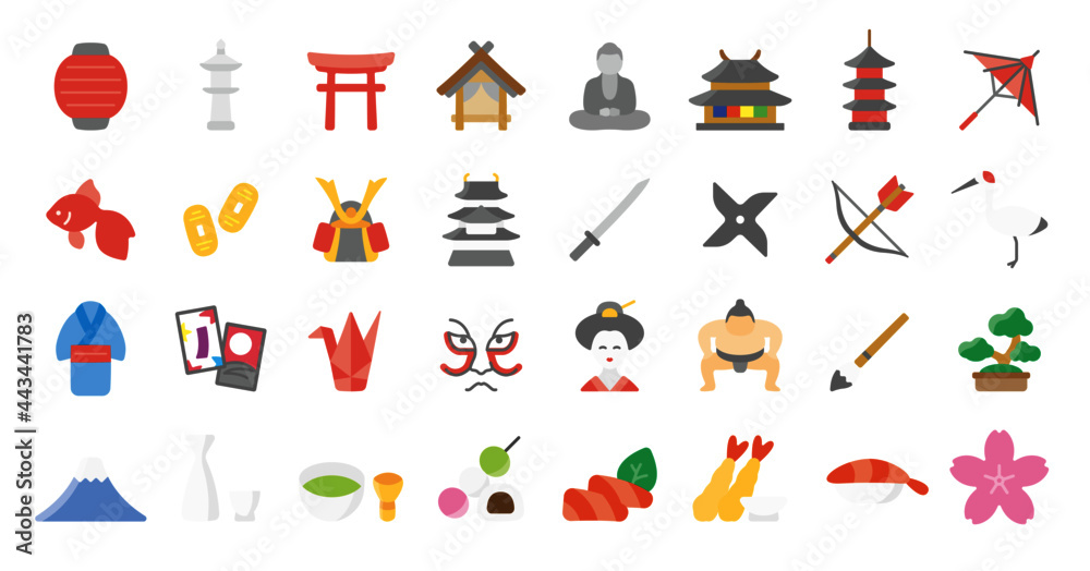 Japanese Traditional Culture Icon Set