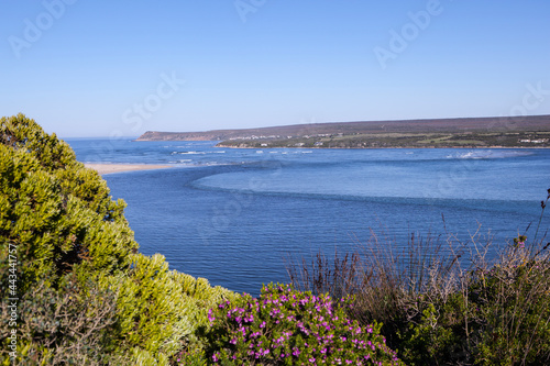 The Breede River entering the ocean near Witsand holiday resort in South Africa.