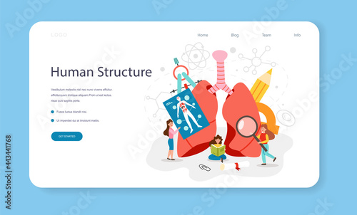 Anatomy school subject web banner or landing page. Internal human organ