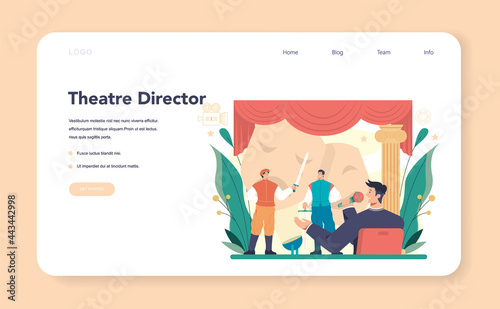 Movie director web banner or landing page. Film director leading