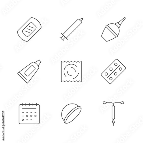 Set line icons of contraception