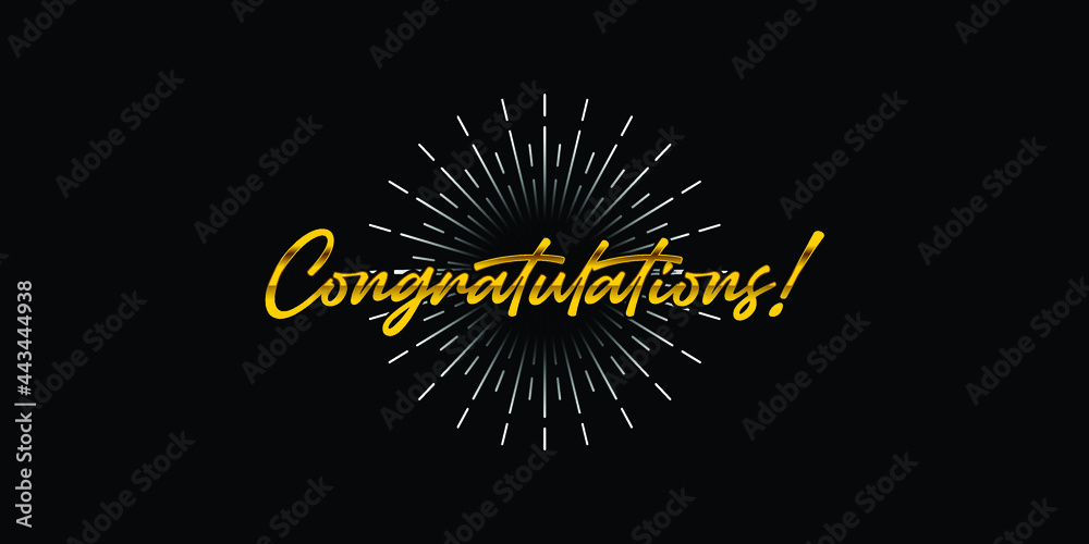 Fototapeta premium Congratulations calligraphy text , Hand written Congratulations brush lettering. Vector Illustration for greeting. Vector Lettering. Calligraphic banner 
