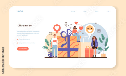 Blogger web banner or landing page. Sharing media content in the internet.