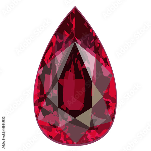 Rhodolite pear-shaped magenta color Gemstone or diamond Garnet jewel for jewelry shop jpg file with white background