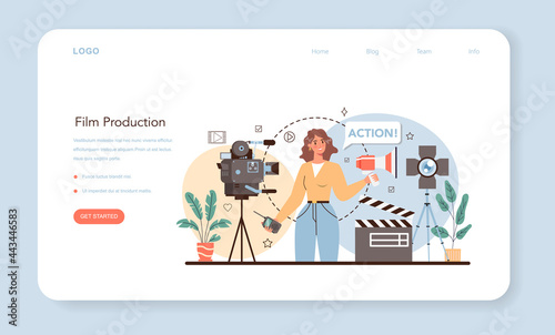 Film director web banner or landing page. Movie director leading