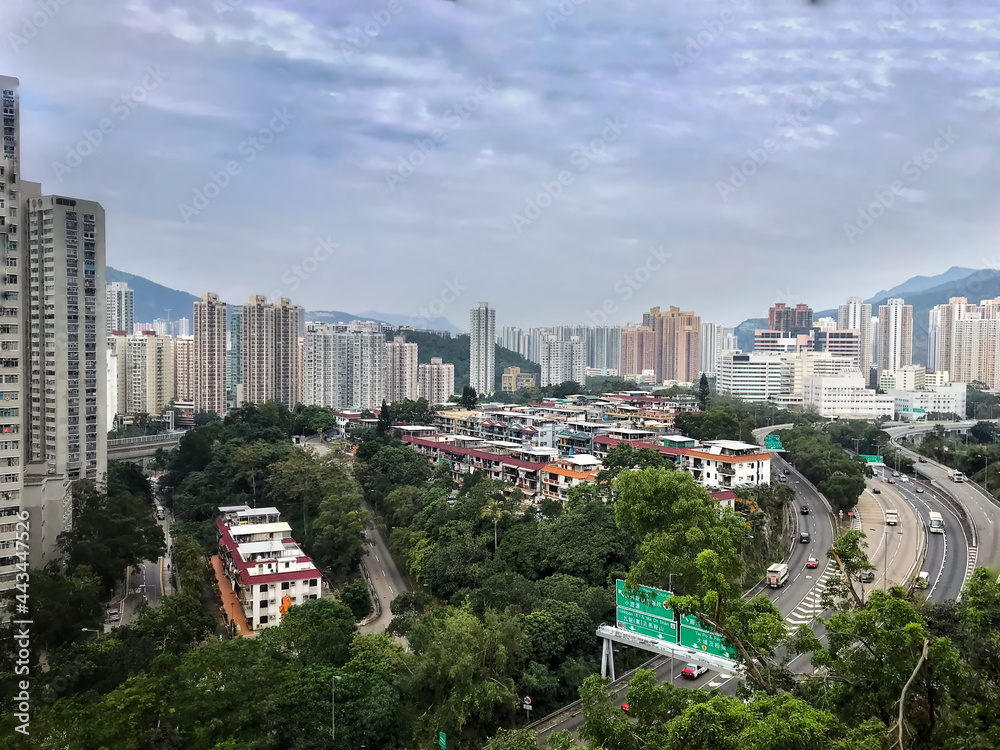 Obraz premium High Level view over residential area of Hong Kong