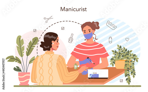 Manicurist service concept. Beauty salon worker. Nail treatment