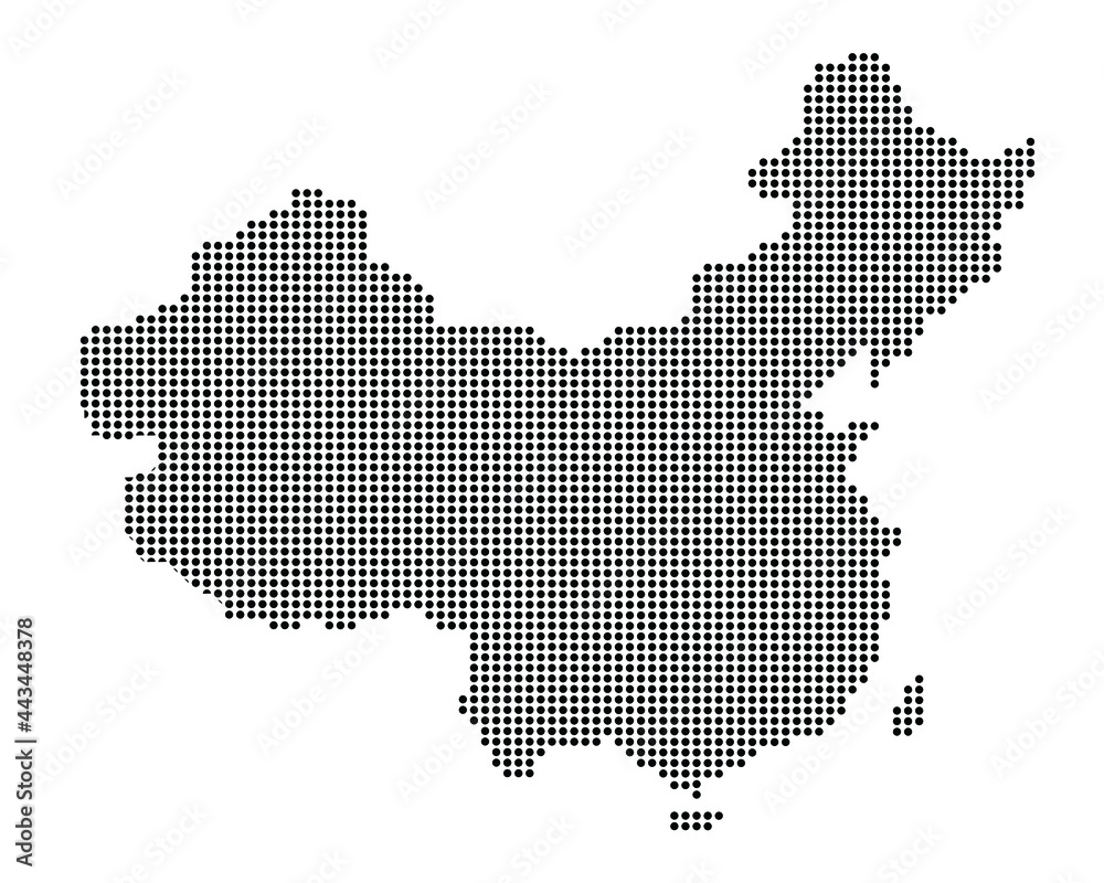 China map in dot style isolated on white background