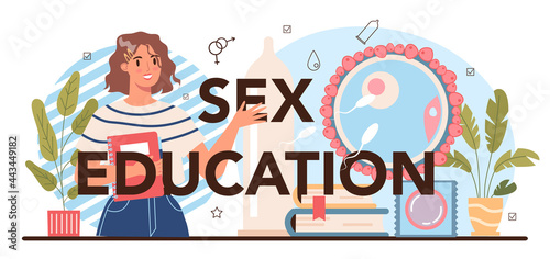 Sex education typographic header. Sexual health lesson