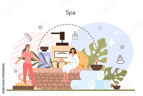 Masseur concept. Spa procedure in beauty salon. Back treatment