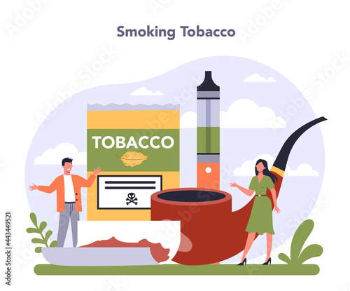 Tobacco production industry sector of the economy. Smoking products