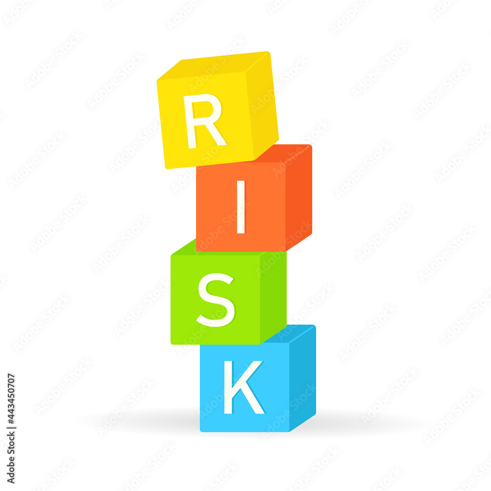 Stack of cubes with word risk icon. Clipart image isolated on white background Stack of cubes with word risk icon. Clipart image isolated on white background