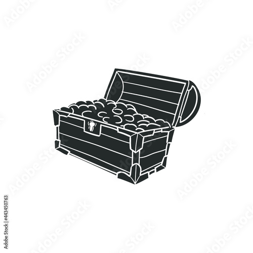 Treasure Chest Icon Silhouette Illustration. Pirate Gold Vector Graphic Pictogram Symbol Clip Art. Doodle Sketch Black Sign.