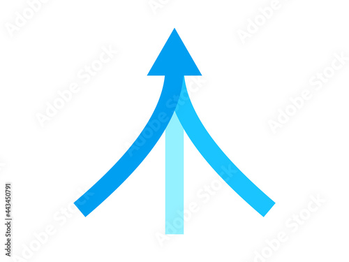 Three arrow merging icon. Clipart image isolated on white background