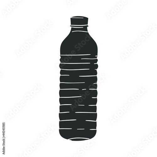 Water Bottle Icon Silhouette Illustration. Plastic Container Vector Graphic Pictogram Symbol Clip Art. Doodle Sketch Black Sign.