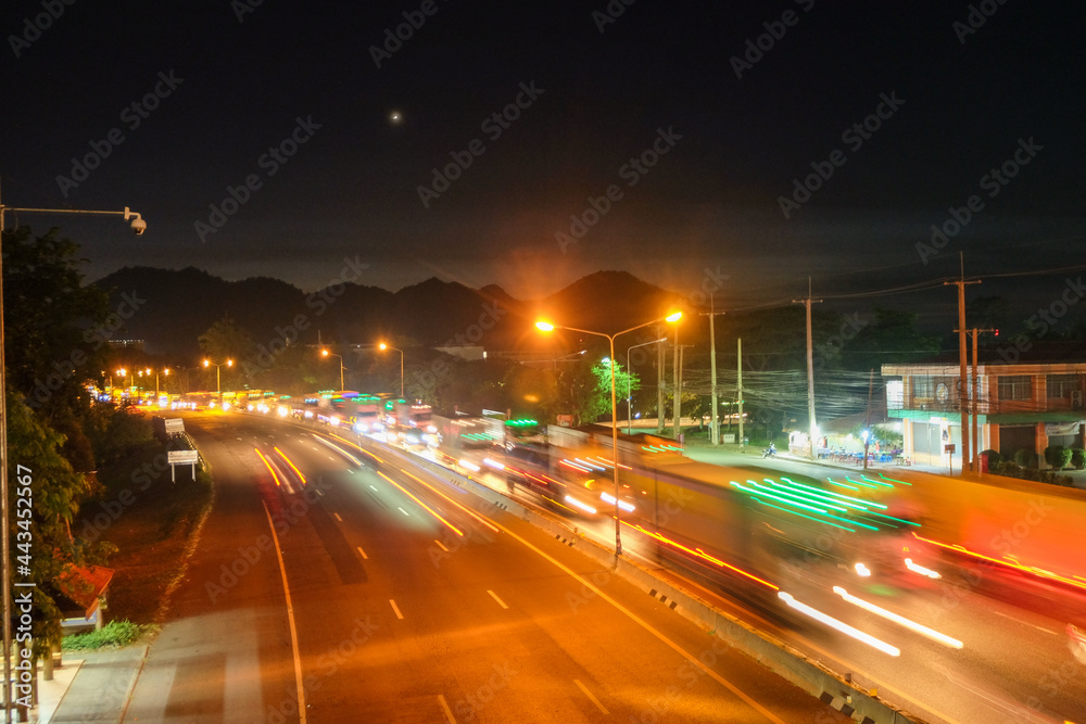 Traffic on the highway at night