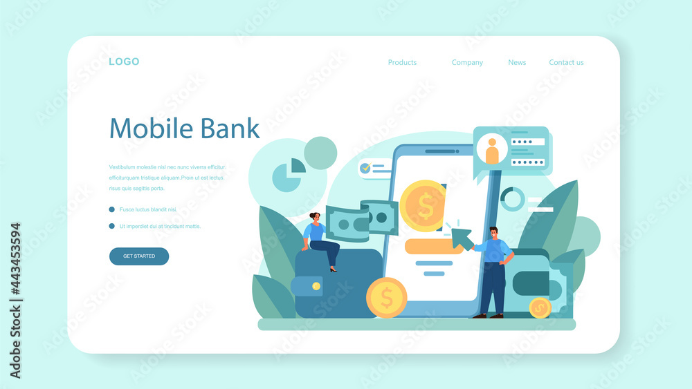 Payment system web banner or landing page. Website payment system