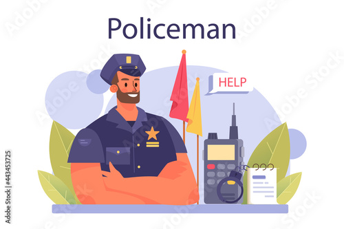 Policeman concept. Detective making interrogation investigating a crime