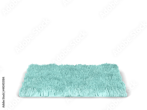 Square fluffy rug. 3d illustration isolated on white background 