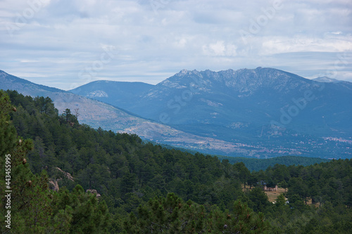 krajobraz góry sierra de guadarrama madryt widok drzewa niebo chmury