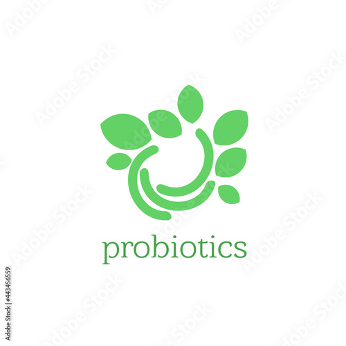 Probiotics logo. Bacteria logo. Concept of healthy nutrition ingredient for therapeutic purposes. Simple flat style trend modern logotype graphic design isolated