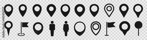 Map pointer icon set or GPS location icon