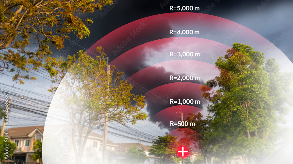 red radar screen interface showing the distance of the area and a large cloud of toxic smoke in