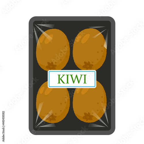 set of ripe and juicy kiwi packed in a bag for sale in a supermarket