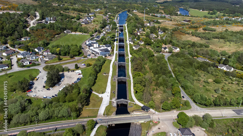 Cuadro en lienzo An aerial view of Neptune's Staircase in Fort William, Scottish Highlands, UK