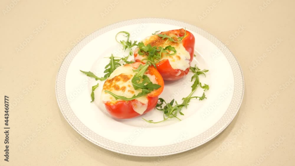 delicious hearty breakfast - baked peppers with eggs and vegetables, tender bacon and grated cheese on top
delicious hearty breakfast - baked peppers with eggs and vegetables, tender bacon and grated cheese on top