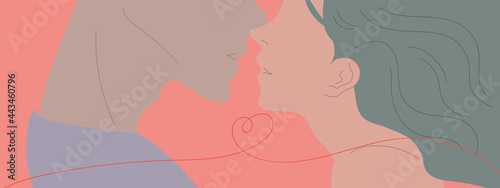 World Kissing day. Easy to edit template for poster, banner, sticker, flyer, badge, t-shot, etc. Couple of lovers. Kiss of a guy and a girl. Valentine's Day. Couple flat design.