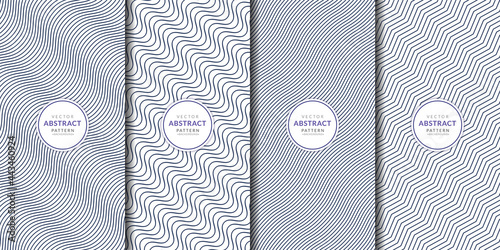 Blue wavy lines pattern collection. Vector wavy line patterns set. Wavy lines, wave curve. Brochure cover set.