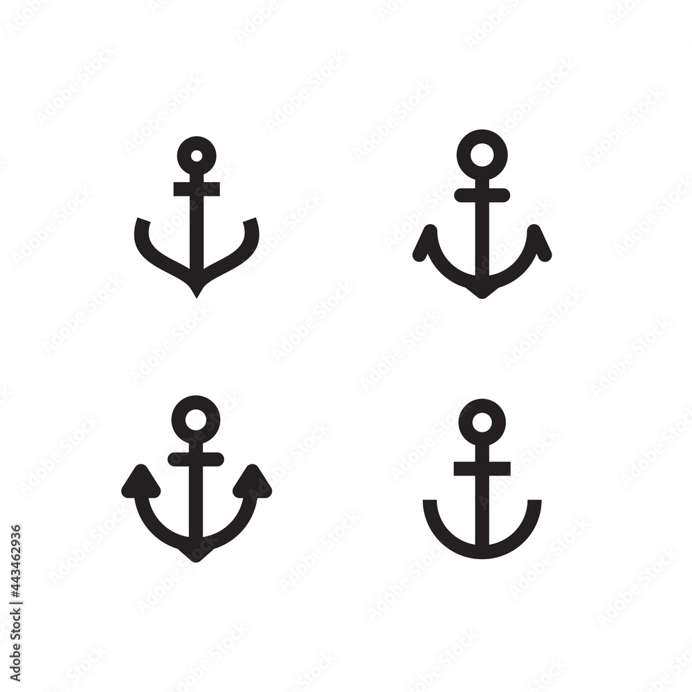 Set of Simple Various Anchor Icon Illustration Design, Silhouette of Anchor Symbol Collection Template Vector Set of Simple Various Anchor Icon Illustration Design, Silhouette of Anchor Symbol Collection Template Vector