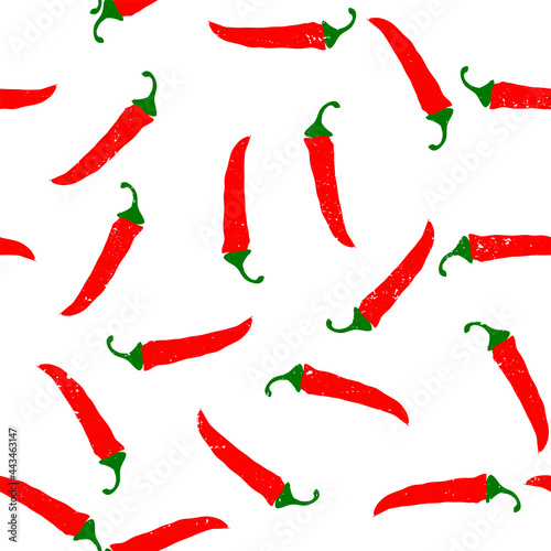 Vector seamless pattern of a red chilli peppers