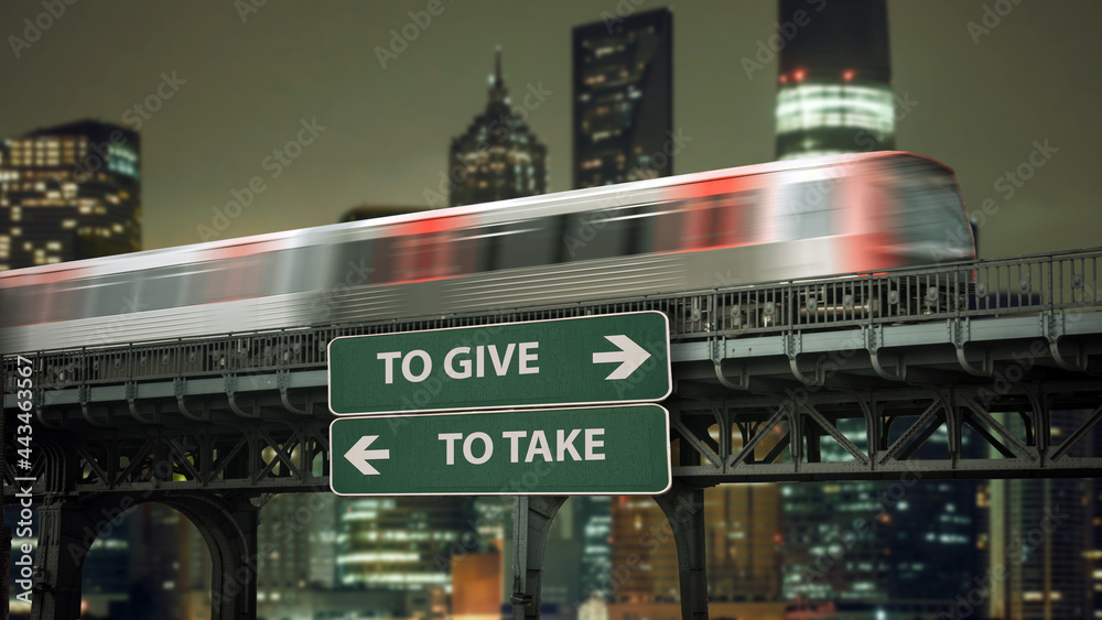 Street Sign to TO GIVE versus TO TAKE