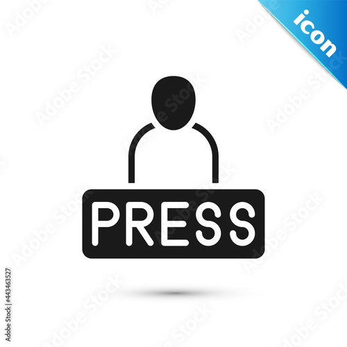 Grey Journalist news reporter icon isolated on white background. Vector